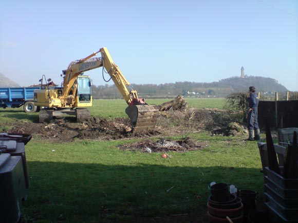 The diggers arrived to clear the garden