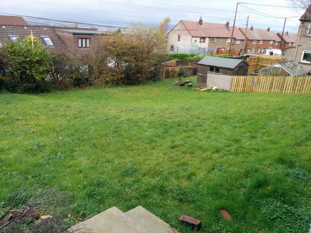 The sloping garden before