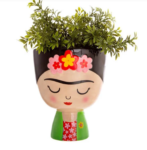 A Frida Kahlo planter is a cute way to grow plants