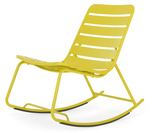 This contemporary garden rocking chair is the perfect place to relax