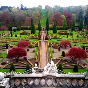 The stunning formal gardens at Drummond