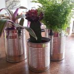Plain tin can planters look great too