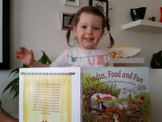 Here I am reading my review copy of "Findus, Food and Fun"