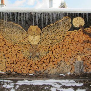 Amazing owl log pile art