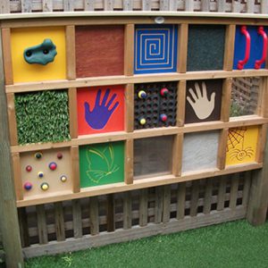 A sensory wall with lots to explore