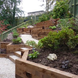 After: the terraced garden is beautiful and practical