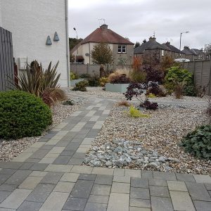 View from the new driveway across the garden