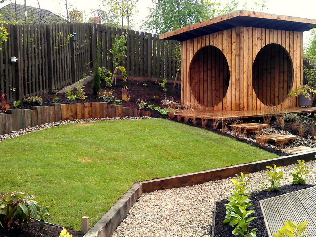 The new garden pod and lawn transform the garden