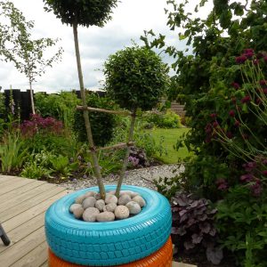 Upcycled tyres make a cool planter