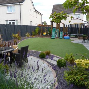 View across the lawn to the new play area