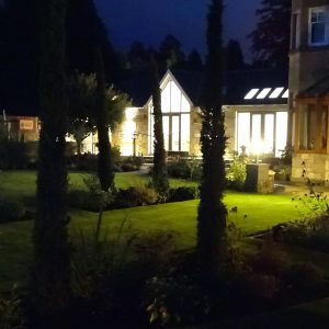The garden at night time