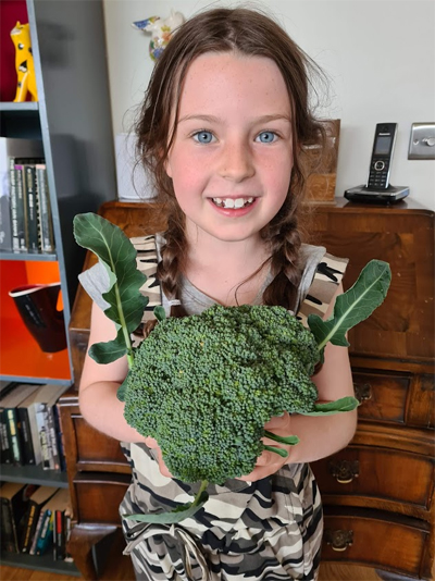 Our amazing first floret - isn't she a beauty! And the broccoli too!