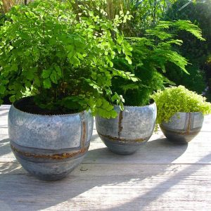 Stylish zinc planters, perfect for growing herbs