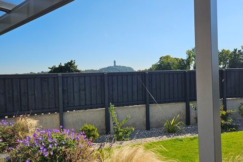 The raised patio has stunning views